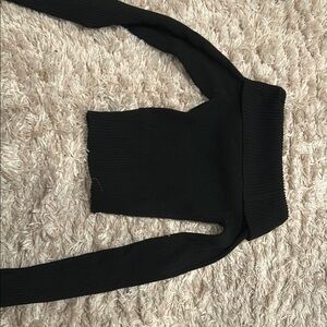 Off the Shoulder Black Ribbed Knit Sweater